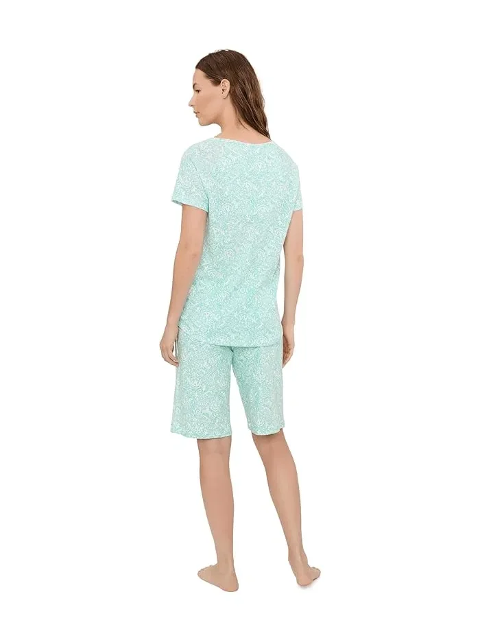 Пижамный комплект с шортами хлопок Short Sleeve Henley Bermuda Shorts Pajama Set Karen Neuburger — изображение 4 из 5