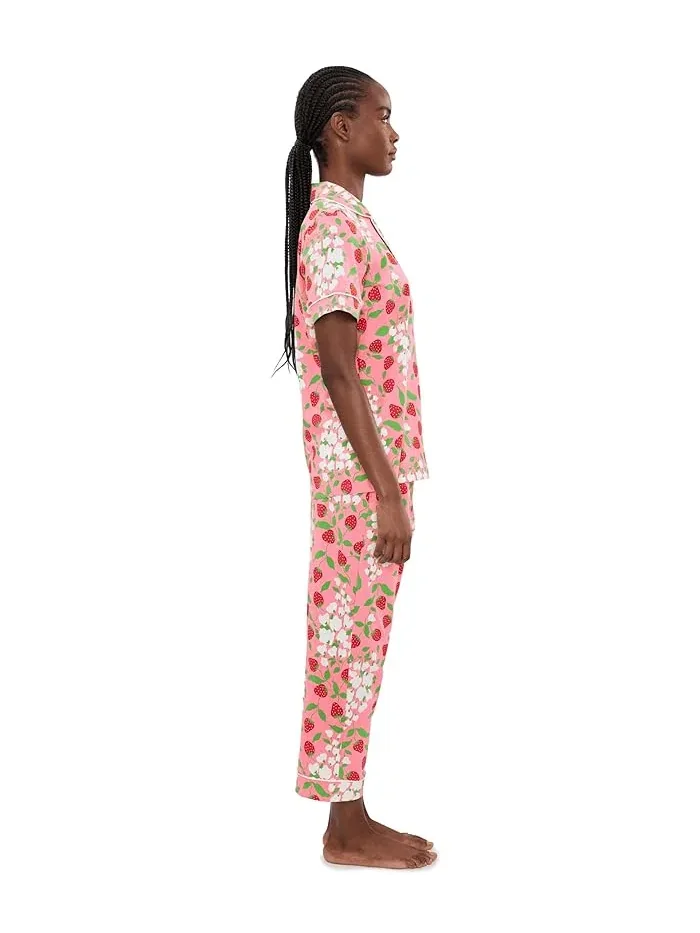 Пижама хлопковая с принтом New York Bedhead PJs, Spring Berry — изображение 2 из 5, ягодный