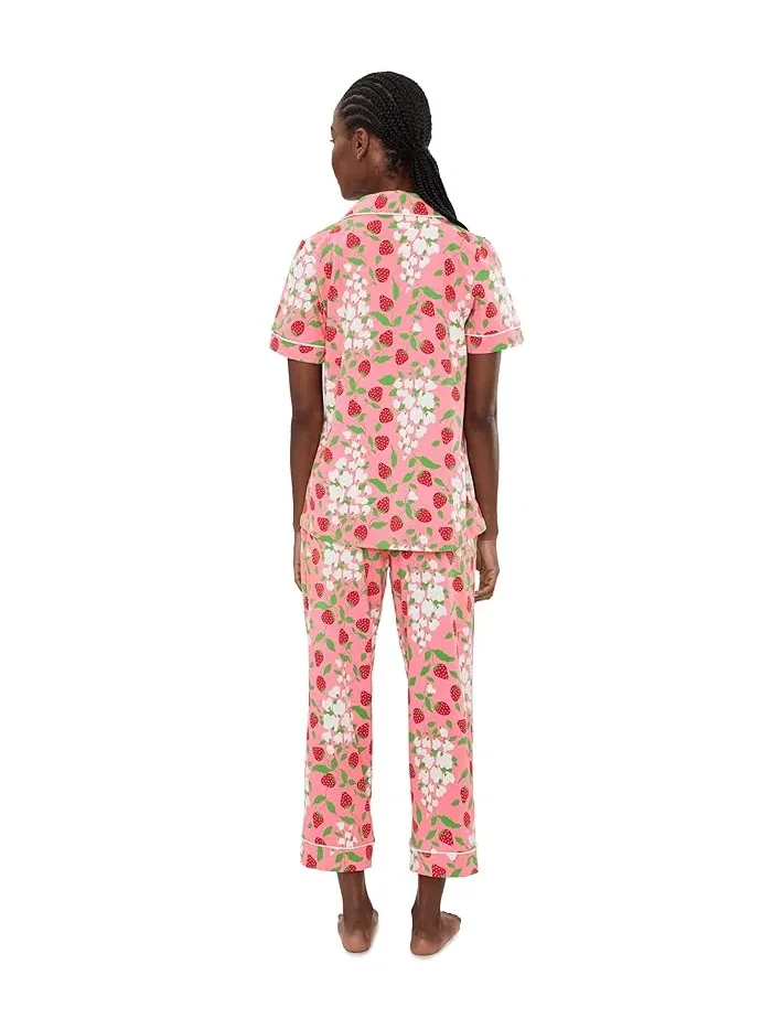 Пижама хлопковая с принтом New York Bedhead PJs, Spring Berry — изображение 3 из 5, ягодный