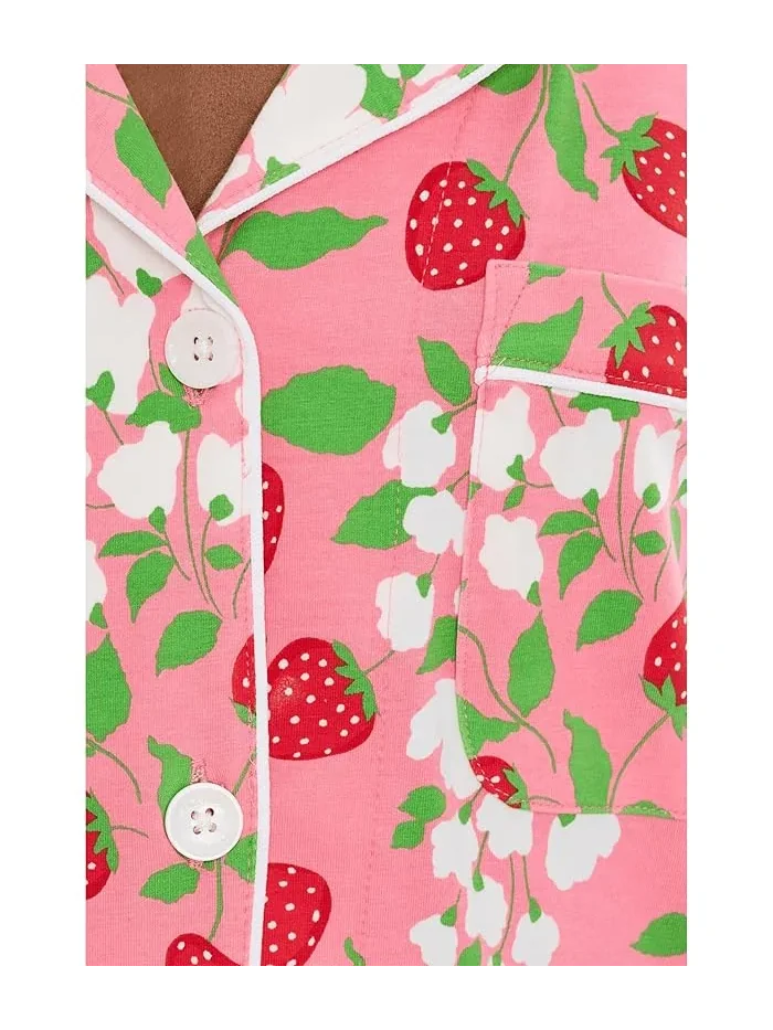 Пижама хлопковая с принтом New York Bedhead PJs, Spring Berry — изображение 5 из 5, ягодный