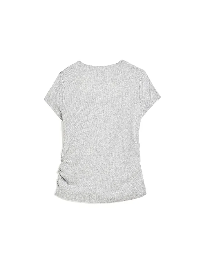 Топ Ava с коротким рукавом Abercrombie Kids — изображение 2 из 3, светлый серый