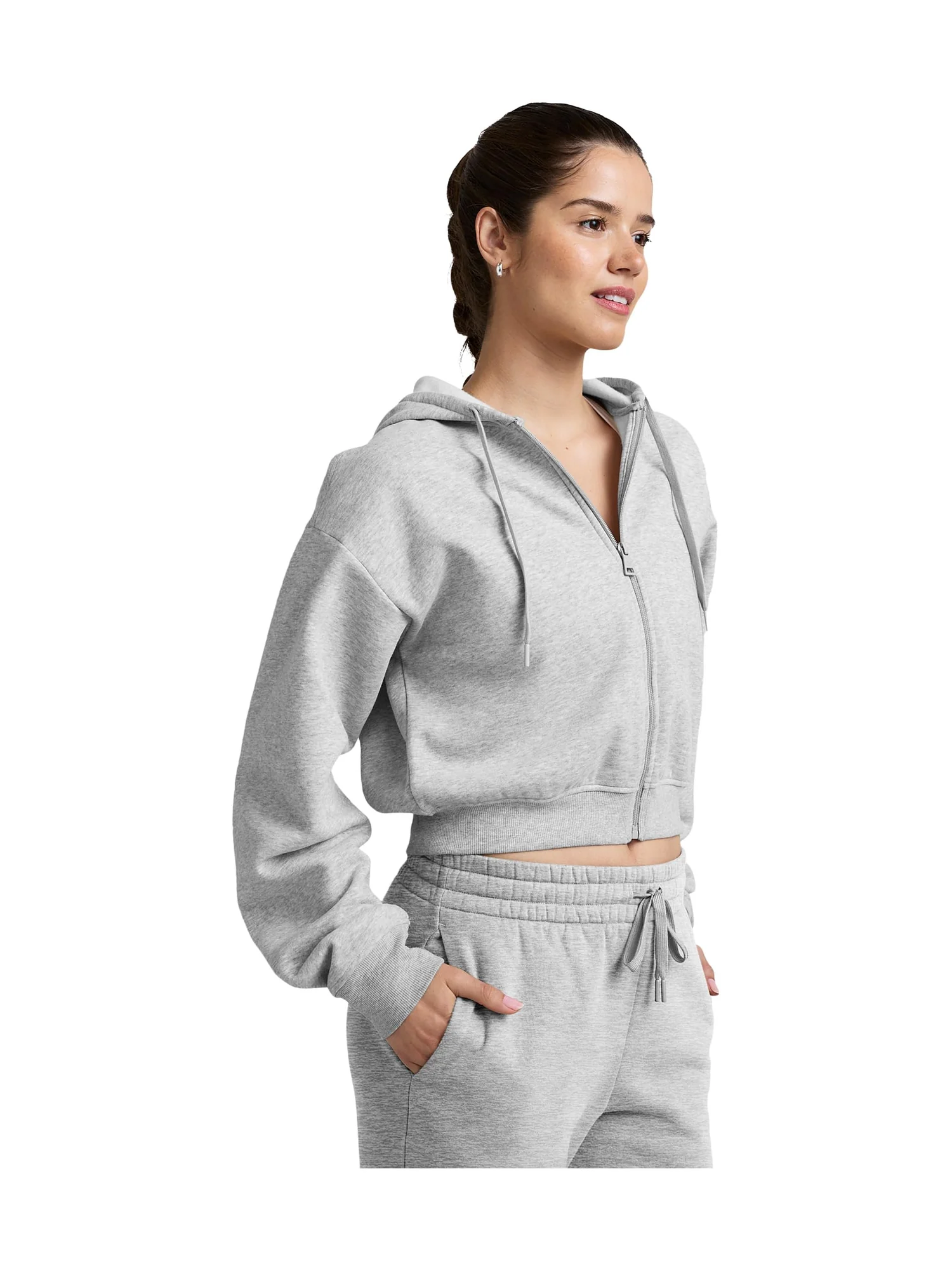Худи Beyond Yoga Luxefleece Zip Up Hoodie — изображение 2 из 4, светлый серый