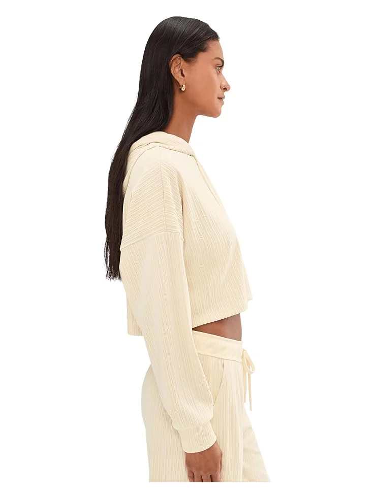 Женский укороченный худи Beyond Yoga Breathe Easy Ribbed — изображение 3 из 5, белый