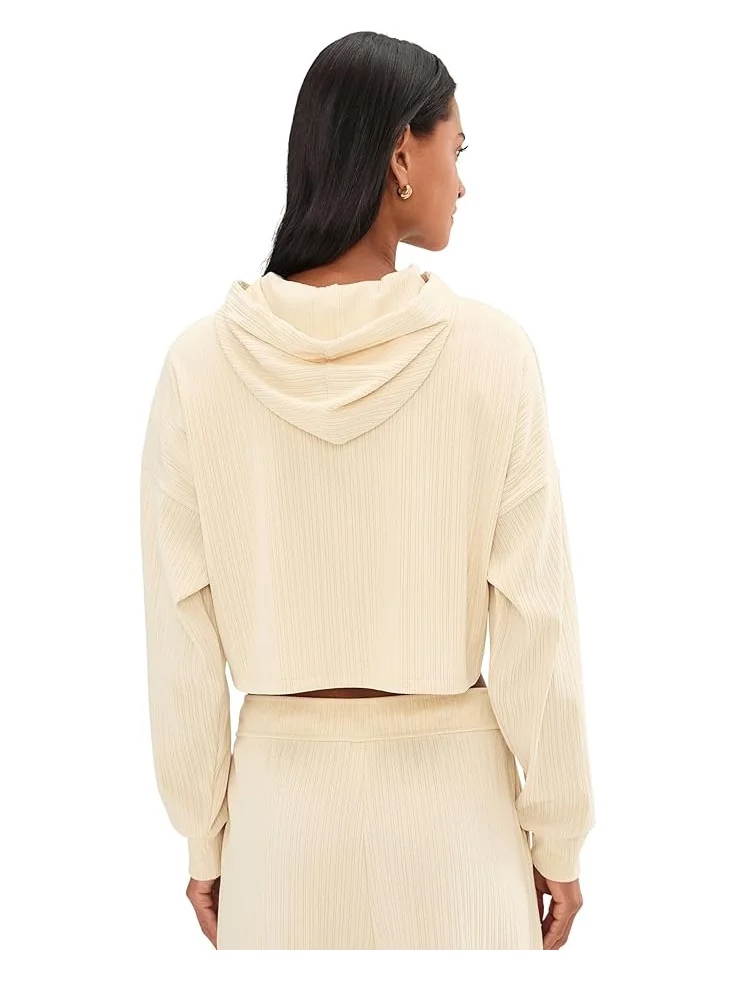 Женский укороченный худи Beyond Yoga Breathe Easy Ribbed — изображение 4 из 5, белый