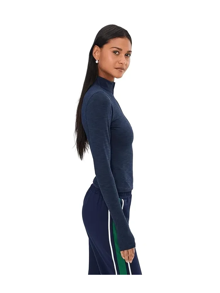 Худи Splits59 Stevie Active Rib Half Zip Waist Length — изображение 3 из 5, индиго