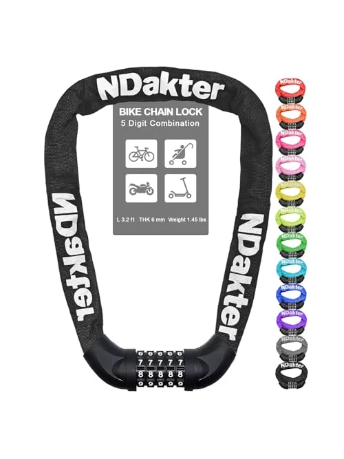 NDakter Bike Lock цепь 5-значный код — изображение 1 из 6, черный
