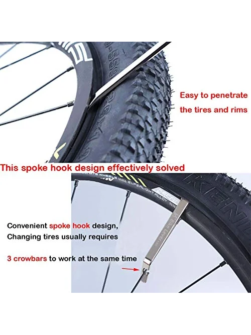 Premium Bicycle Tire Lever монтажки 3 шт нержавеющая сталь — изображение 2 из 6, серебристый