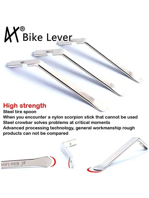 Premium Bicycle Tire Lever монтажки 3 шт нержавеющая сталь — изображение 5 из 6, серебристый