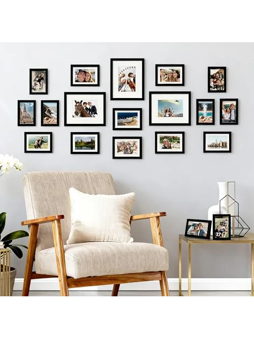 upsimples набор из 19 фоторамок для коллажа на стену, разные размеры — изображение 6 из 7, черный