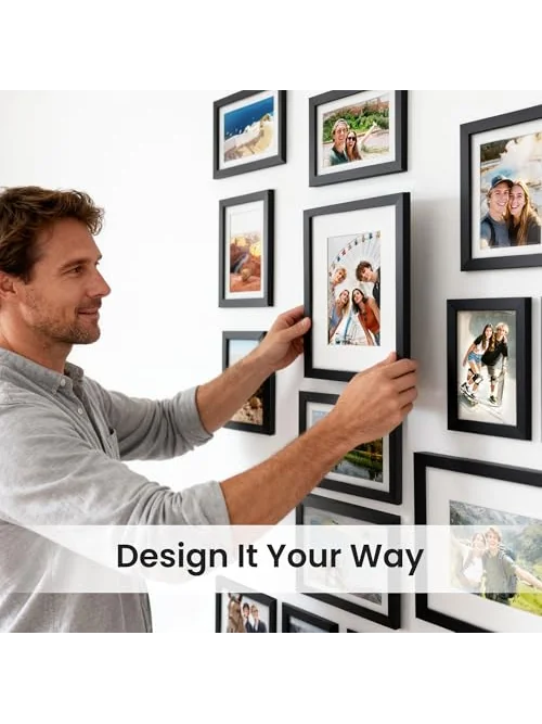 upsimples набор из 19 фоторамок для коллажа на стену, разные размеры — изображение 7 из 7, черный