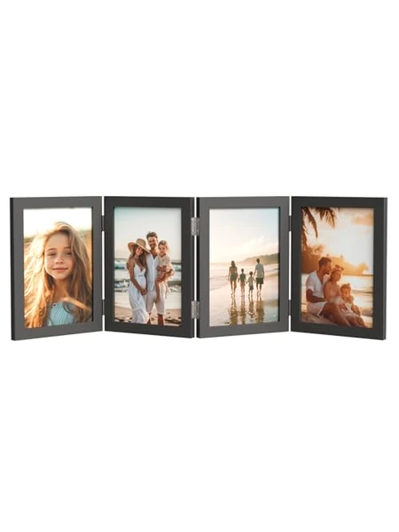 Фоторамка WARM&LOVE на 4 фото, складная, чёрная