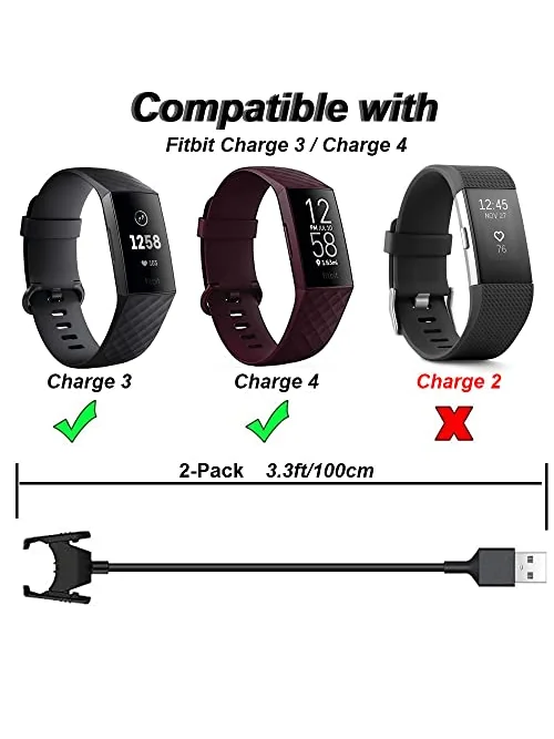 Charger Fitbit Charge 3/4 — зарядный кабель USB — изображение 2 из 5, черный