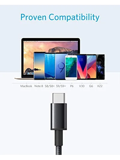 Anker кабель USB-A на USB-C, 2 штуки по 3 фута, чёрный — изображение 2 из 6, 3 фута, чёрный, 2 шт.