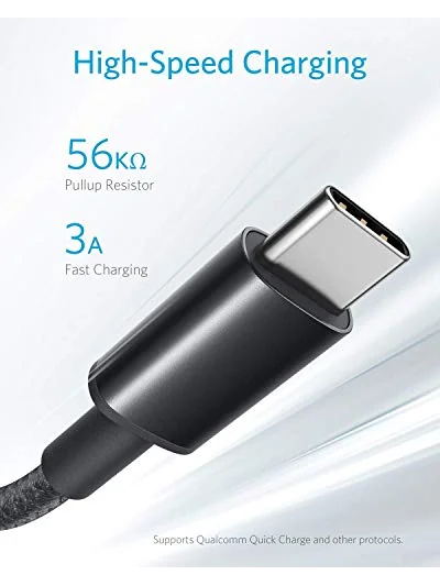 Anker кабель USB-A на USB-C, 2 штуки по 3 фута, чёрный — изображение 3 из 6, 3 фута, чёрный, 2 шт.
