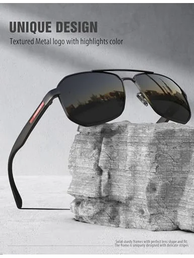 LUENX Aviator солнцезащитные очки поляризованные — изображение 5 из 6, черный