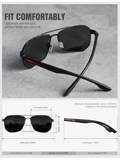 LUENX Aviator солнцезащитные очки поляризованные — изображение 6 из 6, черный