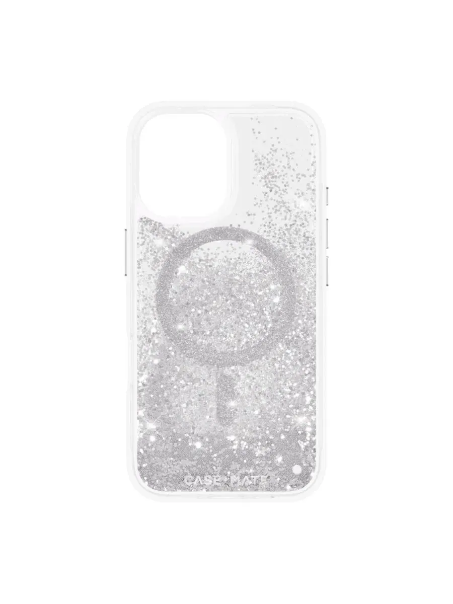 Чехол для iPhone 16 с блестками Waterfall Case-Mate — серебристый