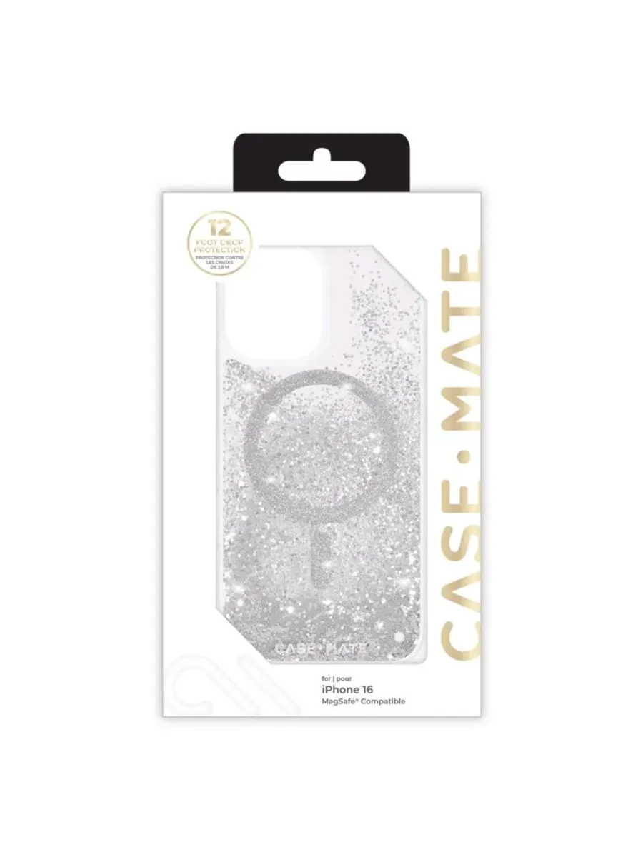 Чехол для iPhone 16 с блестками Waterfall Case-Mate — изображение 4 из 5, серебряный
