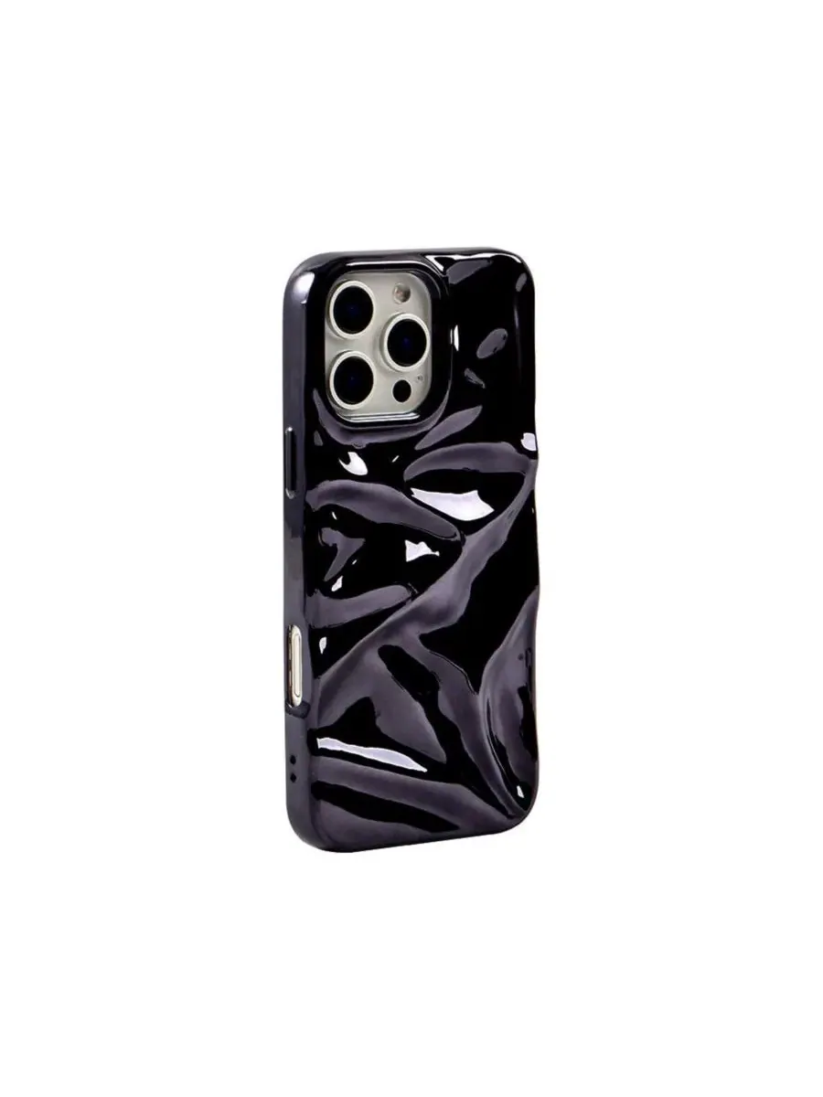Чехол с 3D-текстурой Crinkles для iPhone 16 Pro Auramma — изображение 4 из 5, черный