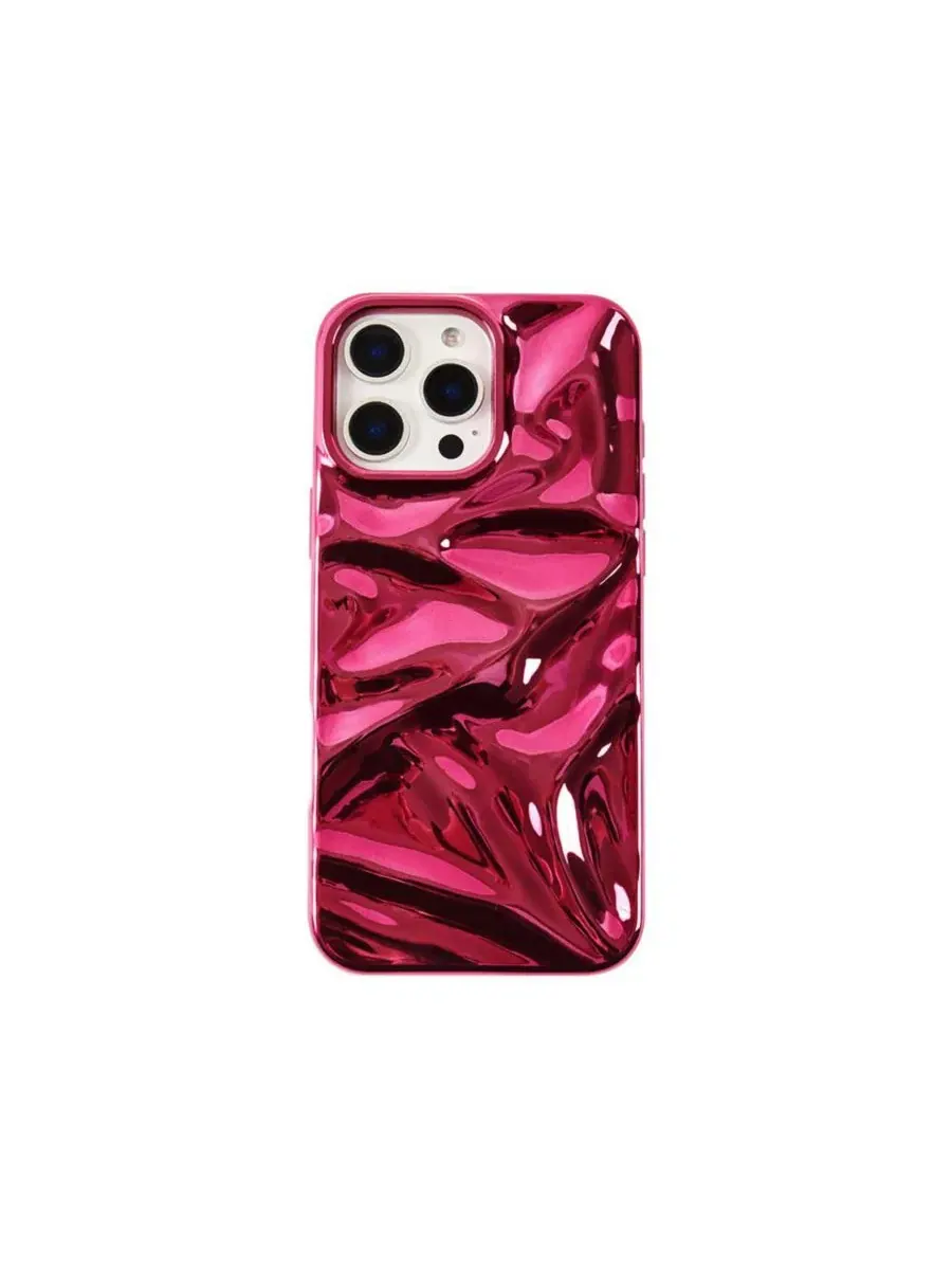 Чехол для iPhone 16 Pro с эффектом смятой текстуры Crinkles Auramma — изображение 1 из 5, фуксия