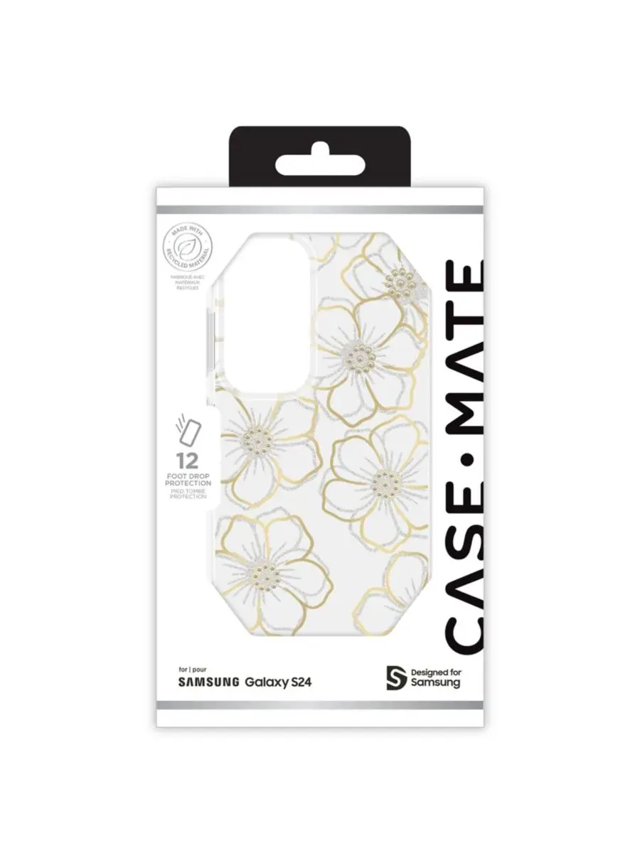 Чехол для Samsung Galaxy S24 с принтом Floral Gems Case-Mate — изображение 5 из 6, золото
