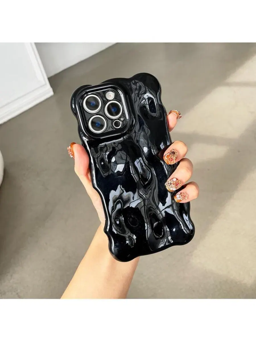Чехол с пузырьковой текстурой Bubbles для iPhone 16 Pro Max Auramma — изображение 2 из 4, черный