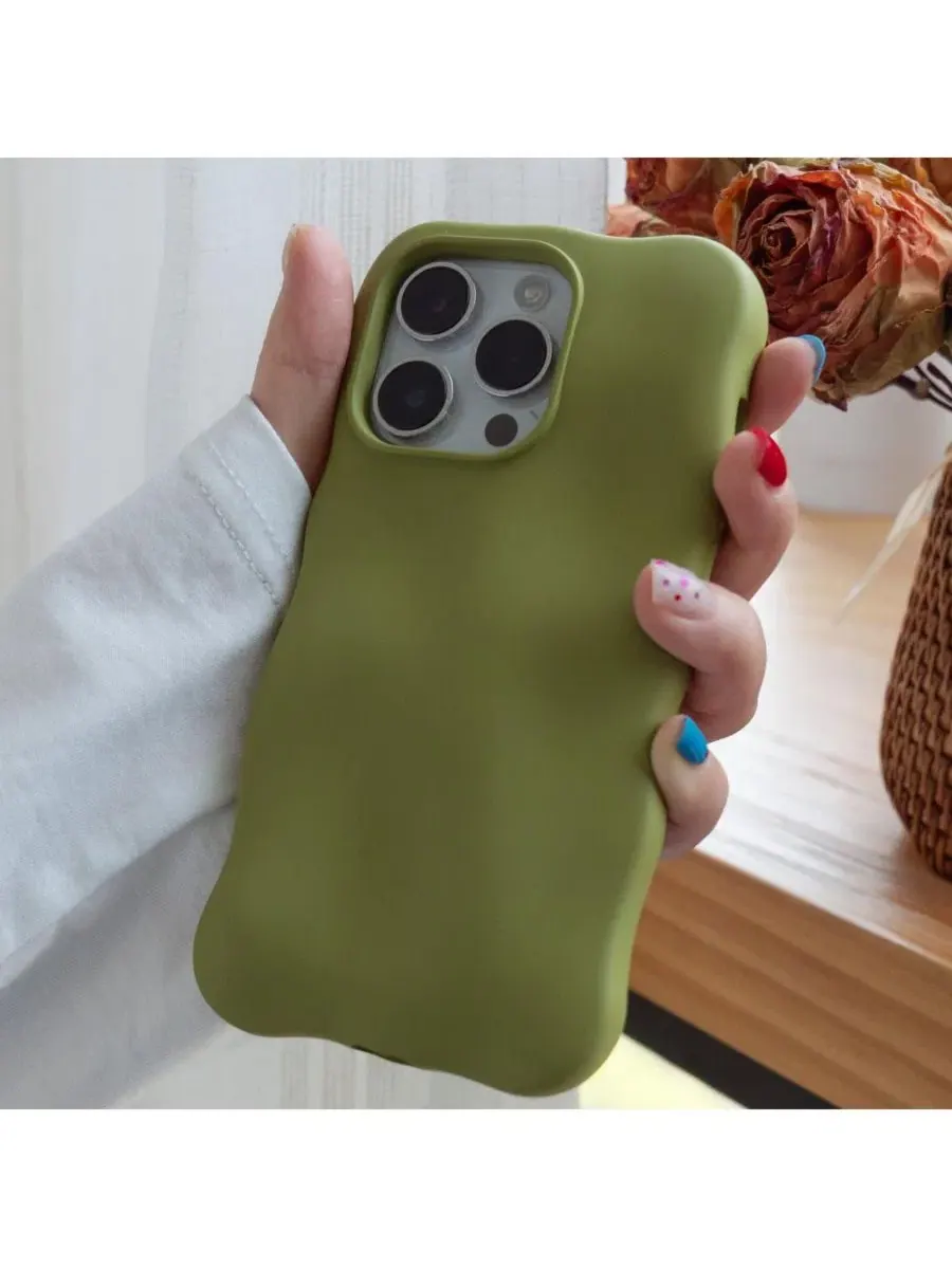 Чехол для iPhone 15 Pro Max с пузырчатой текстурой, Matte Bubbles Auramma — изображение 2 из 5, зеленый