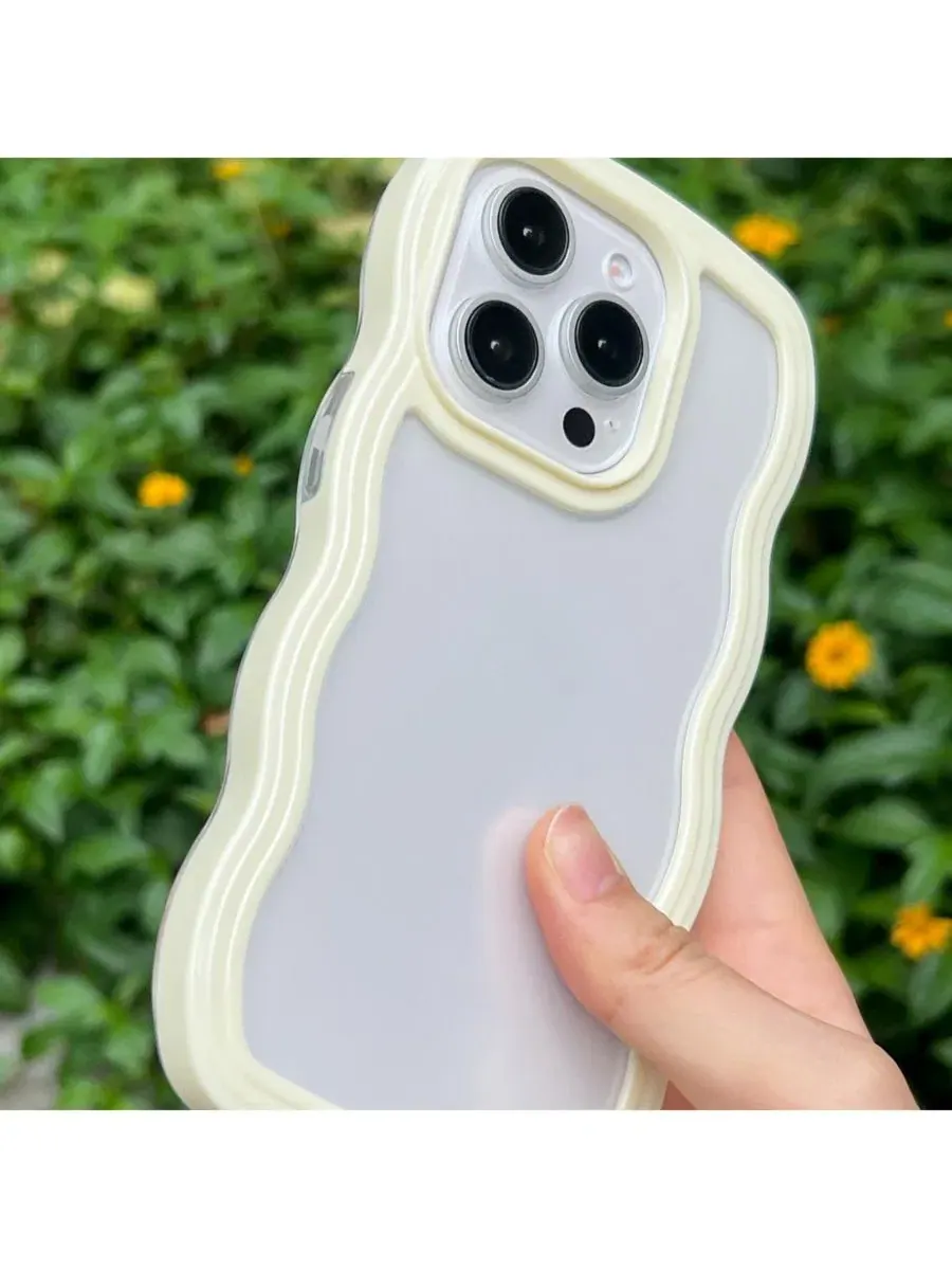 Прозрачный бампер для iPhone 14 Pro Max с волнистым краем Yellow Wavy Auramma — изображение 2 из 4, желтый