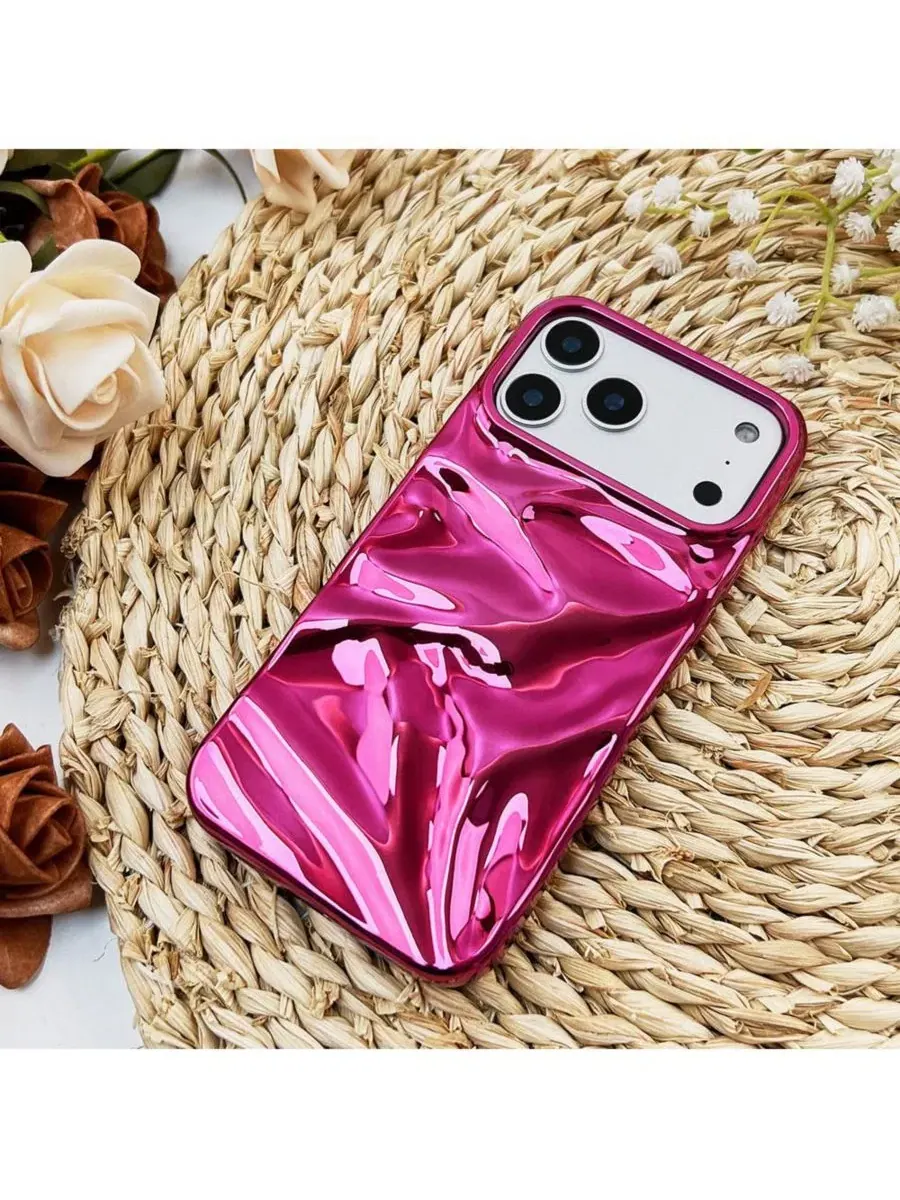 Чехол с 3D-текстурой Fuchsia Crinkles iPhone17 Pro Case Auramma — изображение 3 из 5, фуксия
