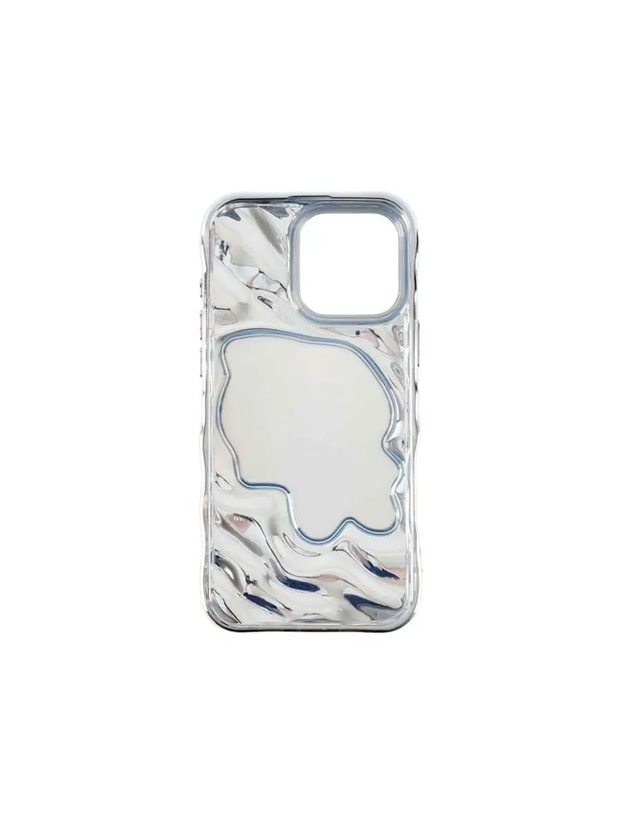 Чехол для iPhone 16 Pro с зеркальным эффектом Flowy Mirror Auramma — изображение 5 из 6, серебряный