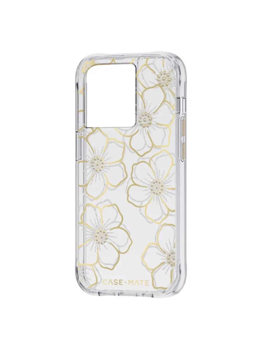 Чехол с блестками и стразами Floral Gems для Apple iPhone 14 Pro Case-Mate — изображение 3 из 6, золото