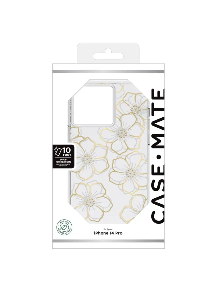 Чехол с блестками и стразами Floral Gems для Apple iPhone 14 Pro Case-Mate — изображение 5 из 6, золото