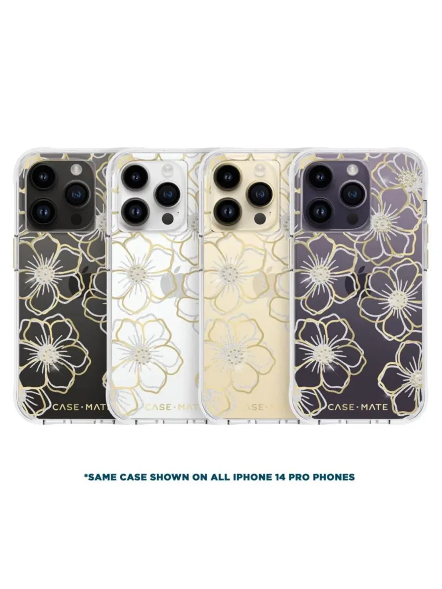 Чехол с блестками и стразами Floral Gems для Apple iPhone 14 Pro Case-Mate — изображение 6 из 6, золото