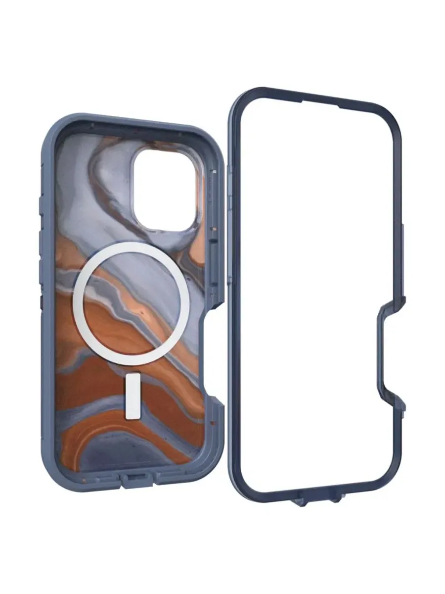 Прозрачный чехол Defender Pro XT Clear MagSafe для Apple iPhone 16 Otterbox — изображение 4 из 5, синий мульти