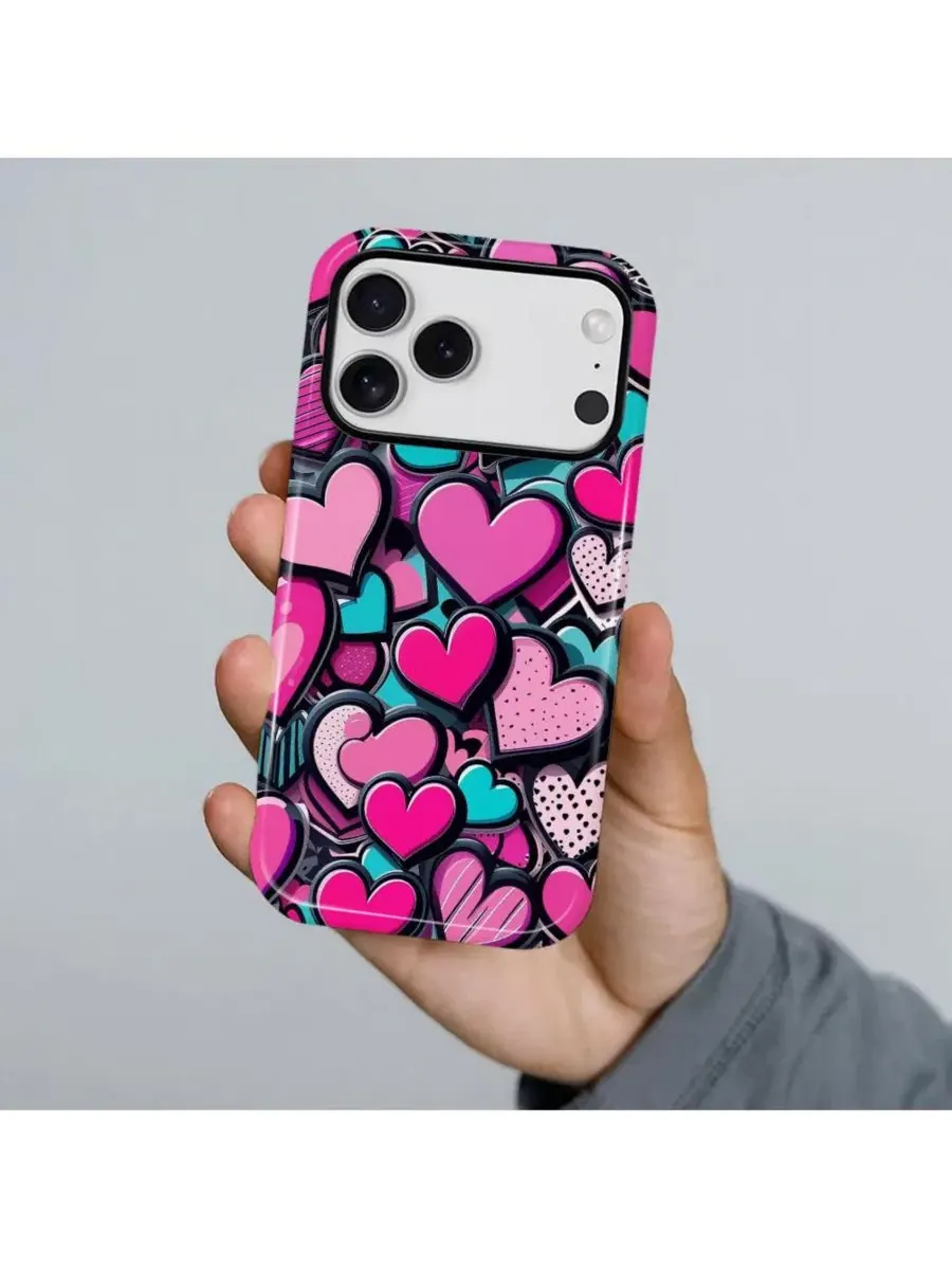 Чехол для iPhone 17 Pro, двухслойный ударопрочный, с принтом GONEZ, Candy Heart Stack — изображение 4 из 7