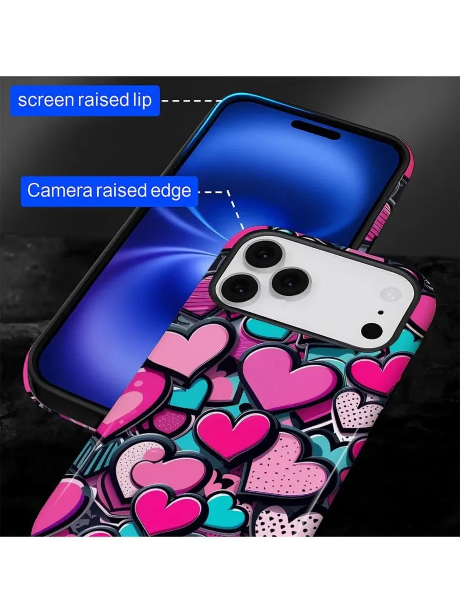 Чехол для iPhone 17 Pro, двухслойный ударопрочный, с принтом GONEZ, Candy Heart Stack — изображение 7 из 7
