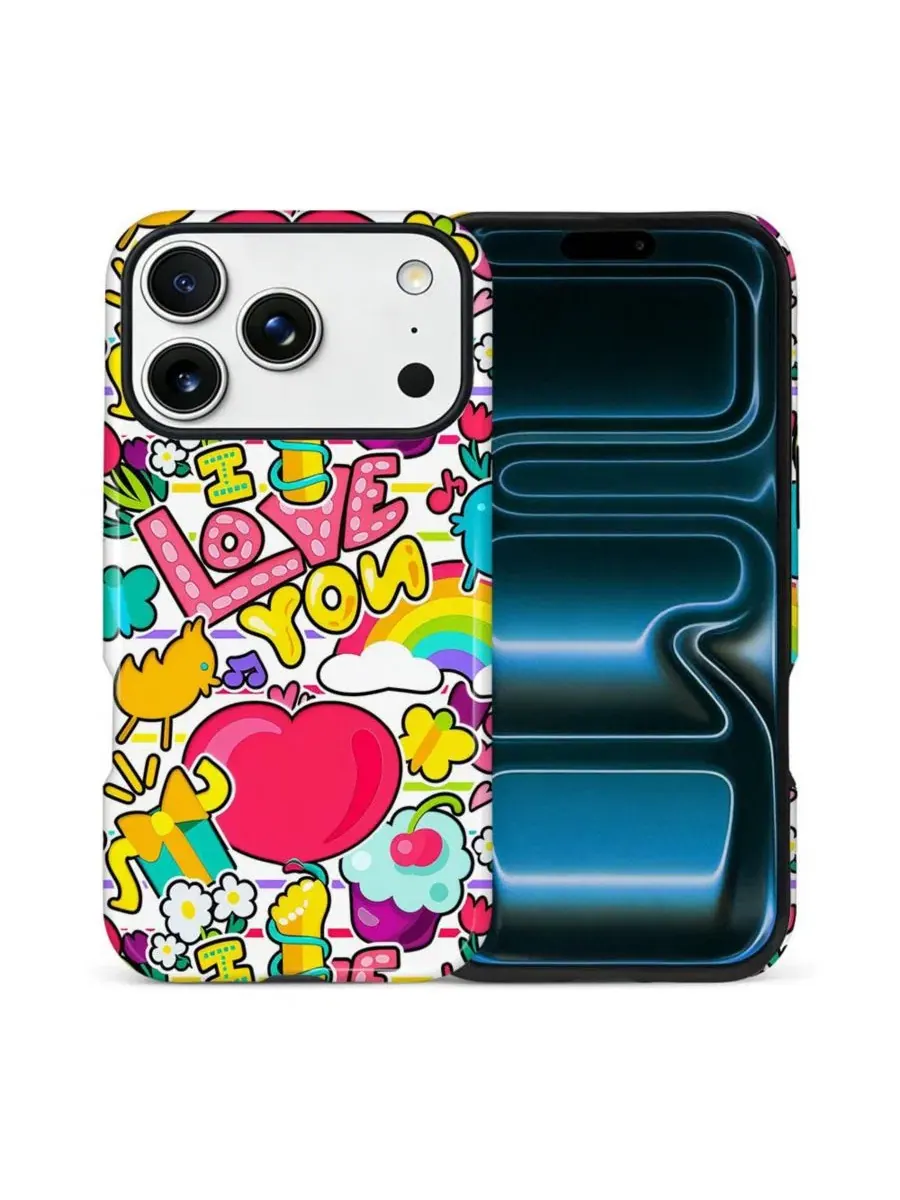 Чехол для iPhone 17 Pro, двухслойный ударопрочный, с принтом Heart Print GONEZ, Candy Love Pop