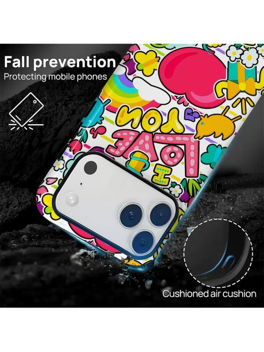 Чехол для iPhone 17 Pro, двухслойный ударопрочный, с принтом Heart Print GONEZ, Candy Love Pop — изображение 2 из 7