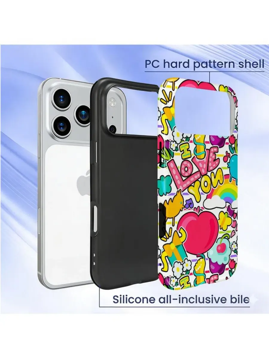 Чехол для iPhone 17 Pro, двухслойный ударопрочный, с принтом Heart Print GONEZ, Candy Love Pop — изображение 3 из 7