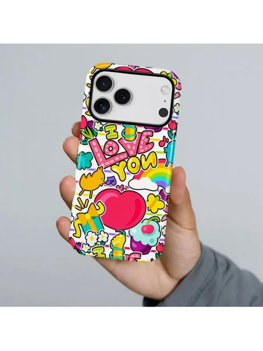 Чехол для iPhone 17 Pro, двухслойный ударопрочный, с принтом Heart Print GONEZ, Candy Love Pop — изображение 4 из 7