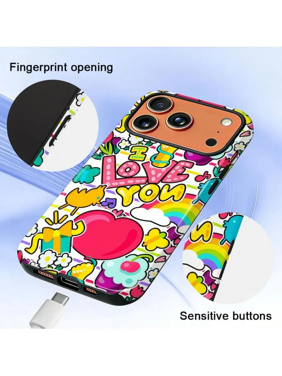 Чехол для iPhone 17 Pro, двухслойный ударопрочный, с принтом Heart Print GONEZ, Candy Love Pop — изображение 6 из 7