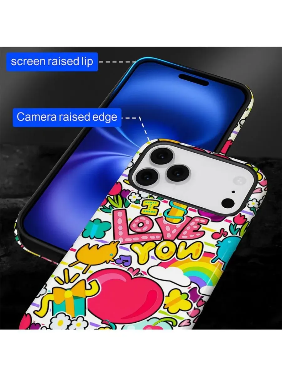 Чехол для iPhone 17 Pro, двухслойный ударопрочный, с принтом Heart Print GONEZ, Candy Love Pop — изображение 7 из 7