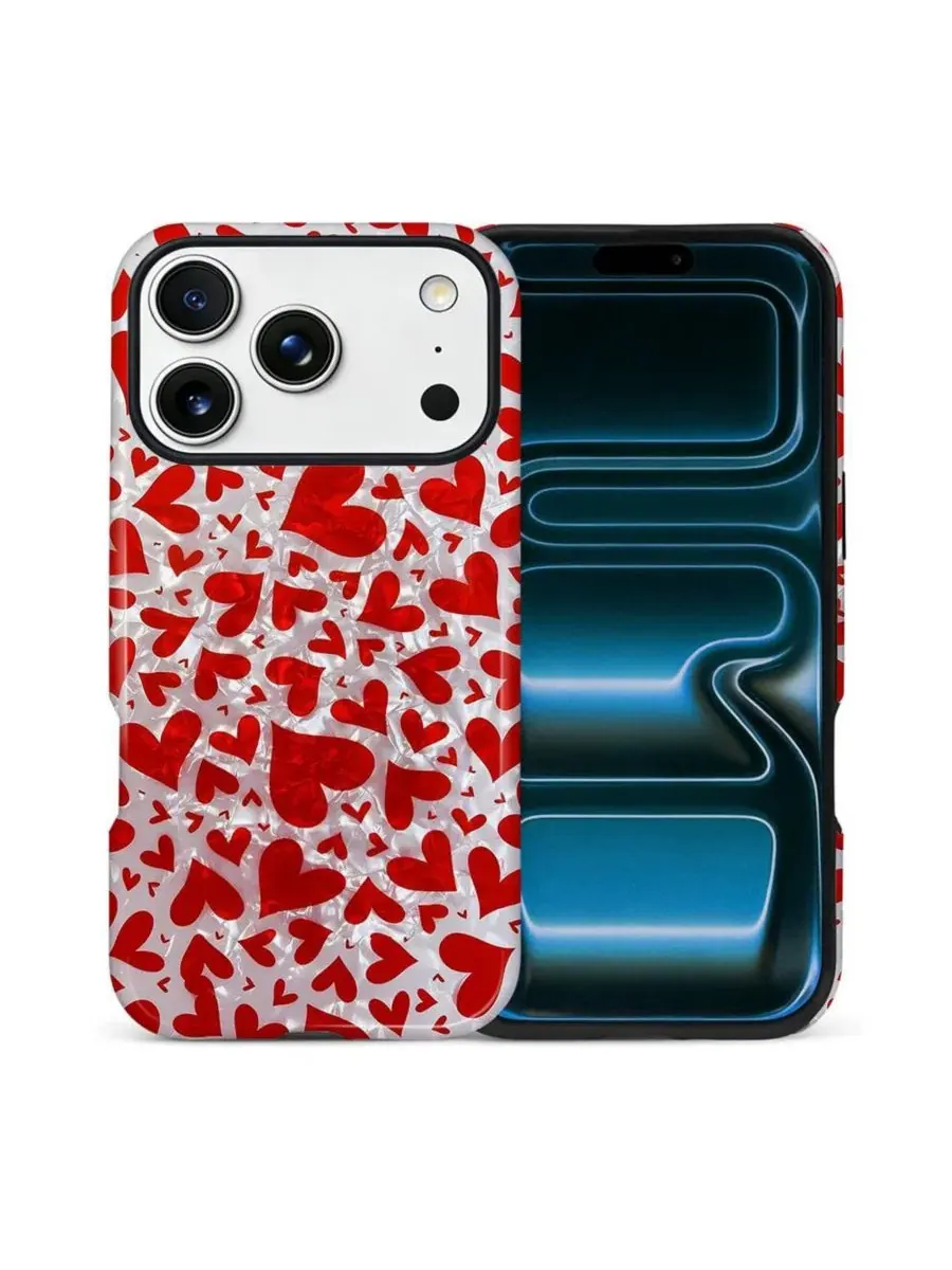 Чехол для iPhone 17 Pro с принтом, 2-в-1, ударопрочный, Crush Hearts GONEZ