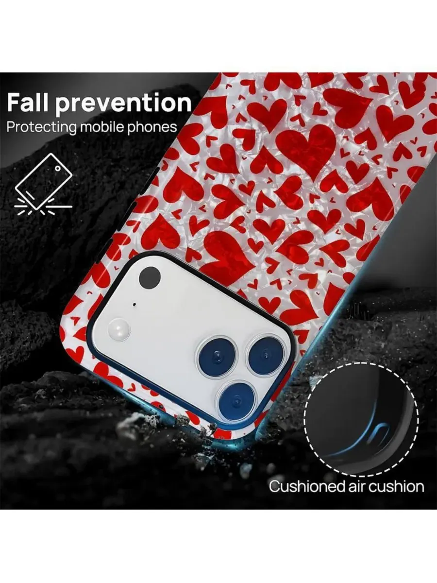 Чехол для iPhone 17 Pro с принтом, 2-в-1, ударопрочный, Crush Hearts GONEZ — изображение 2 из 7