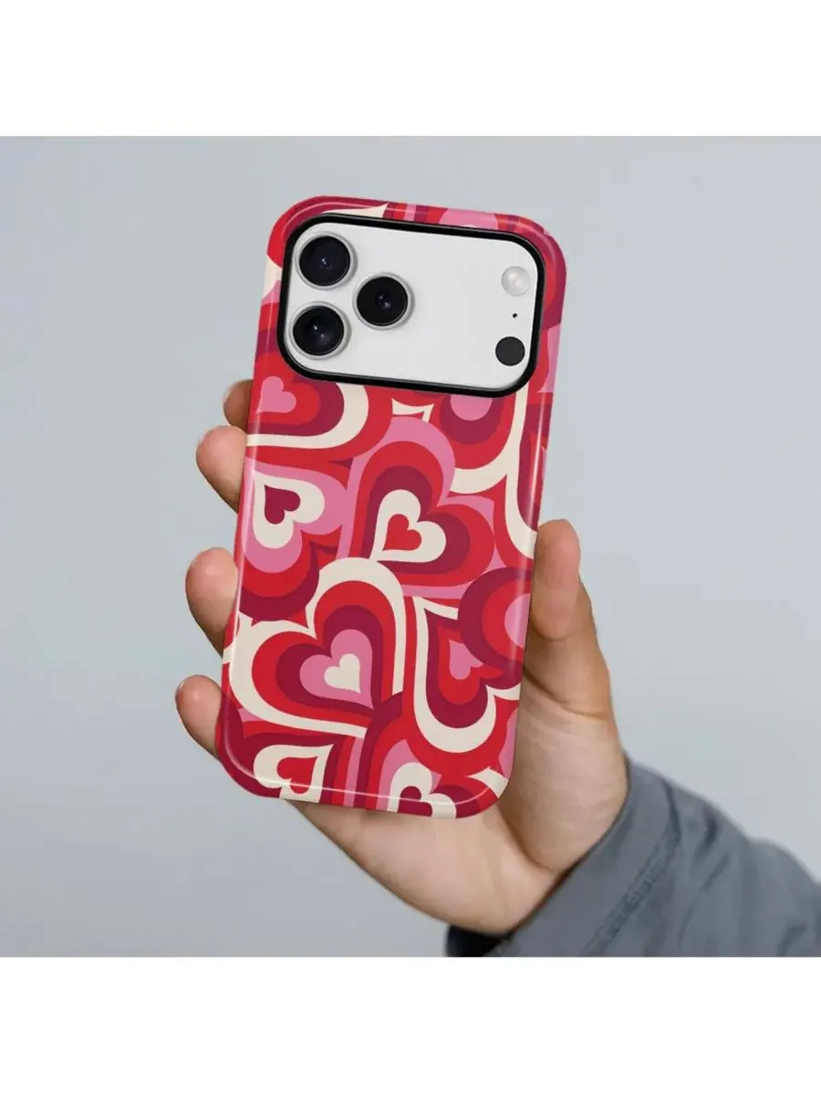 Защитный чехол для iPhone 17 Pro, двухслойный, с принтом, Retro Hearts GONEZ, Retro Hearts — изображение 4 из 7