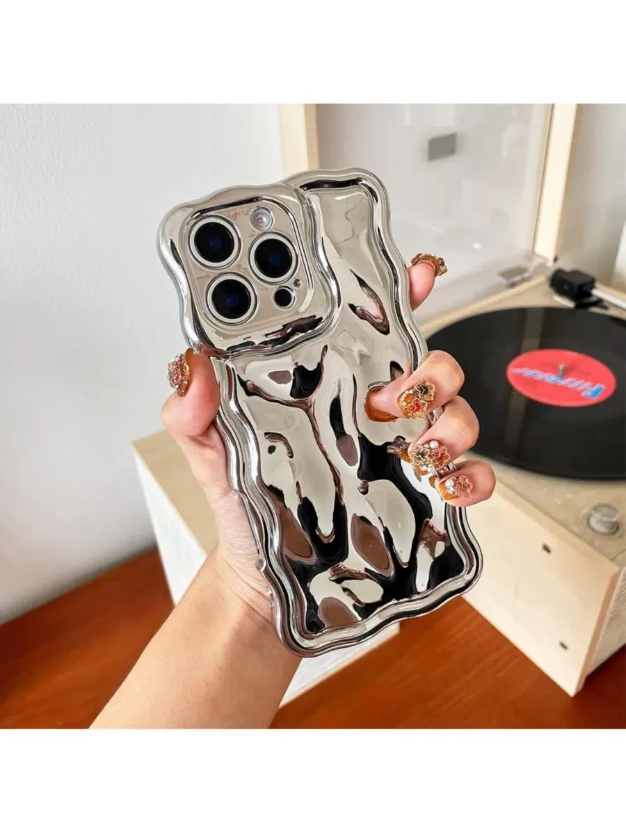 Чехол для iPhone 16 Pro Max с текстурой метеорита Auramma — изображение 2 из 5, серебряный