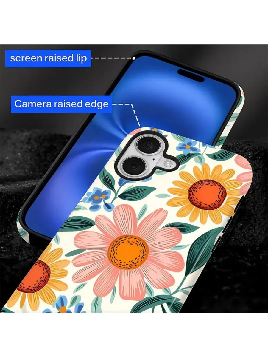 Чехол для iPhone 17 с принтом, двухслойный, ударопрочный GONEZ, Retro Flowers — изображение 6 из 6