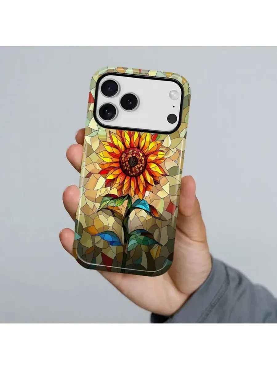 Чехол для iPhone 17 Pro Max 2-в-1 с цветочным принтом GONEZ, Glass Sunflower — изображение 4 из 7
