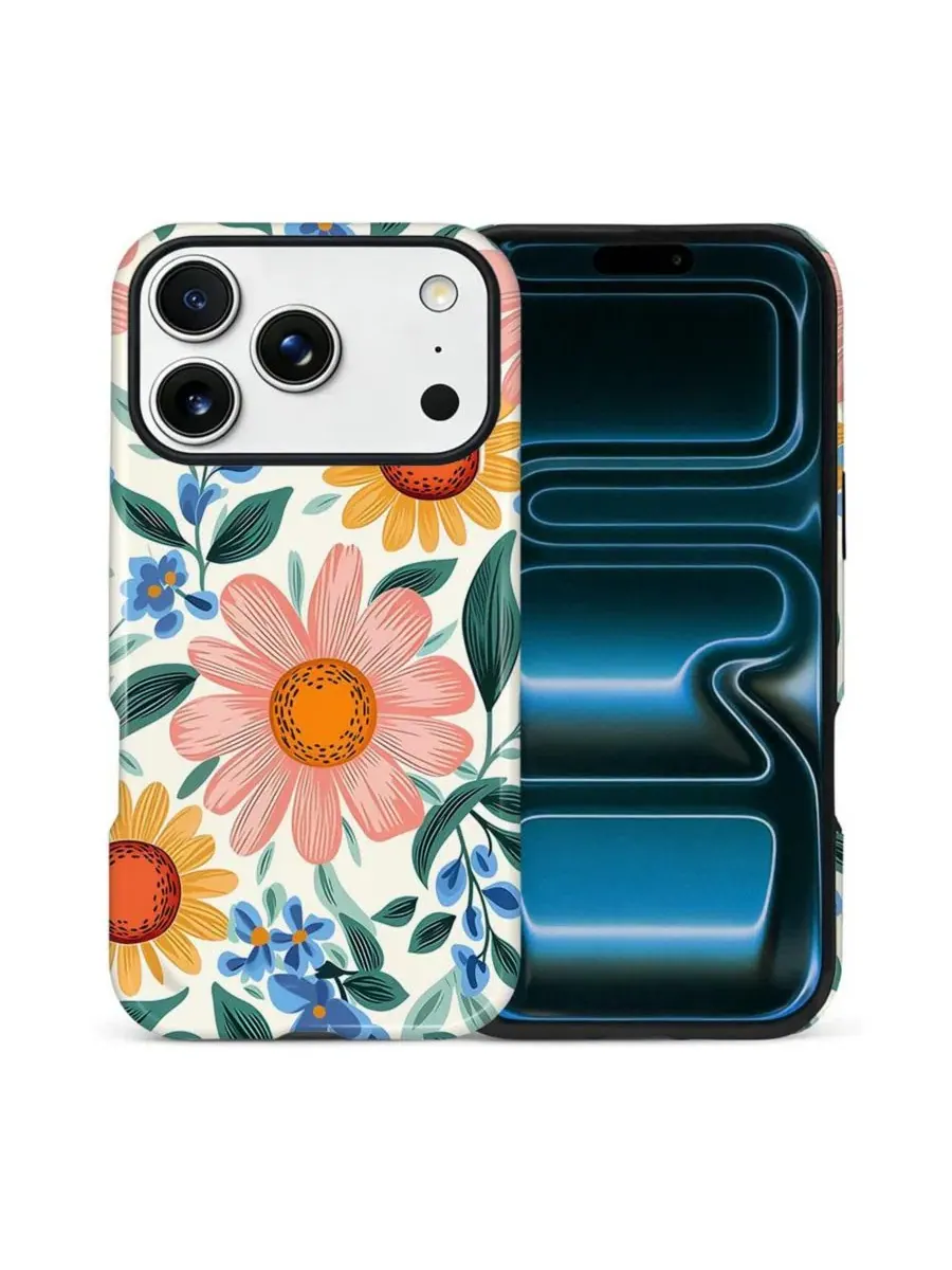 Чехол для iPhone 17 Pro Max, двухслойный ударопрочный, с цветочным принтом GONEZ, Retro Flowers