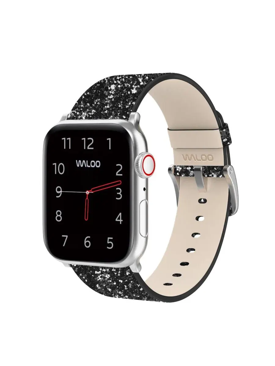 Комплект из 2 ремешков для Apple Watch Waloo Leather Bling & Brilliance — изображение 3 из 6, черный черный